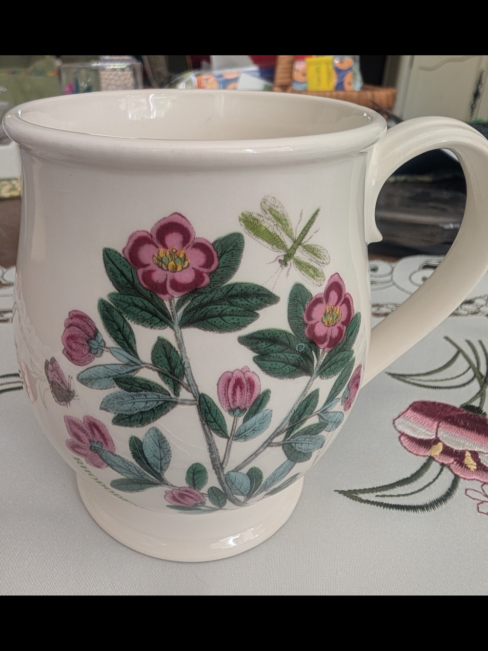 Portmeirion Botanic Garden Bristol Round Pedestal Mug Pink Rhododendron EUC